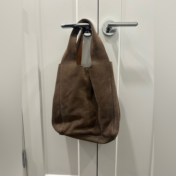 Zara Brown Taupe Cow Leather Purse Tote - Picture 3 of 15